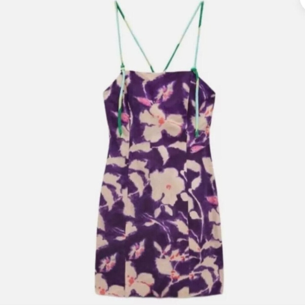 Zara Purple Floral Tie Dye Mini Dress